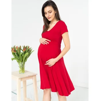 Těhotenské šaty Těhotenské a kojící šaty 3v1 Romy červené Velikost: L