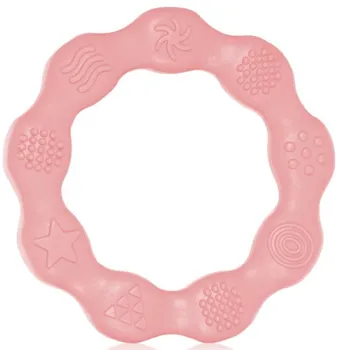 BabyOno Silicone Teether Ring růžové