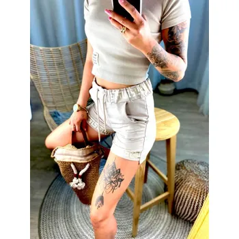 Dámské kraťasy Dámské kraťasy se zlatým potiskem MFY béžové, VELIKOST XL