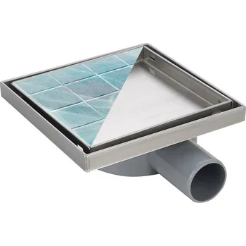 Odvodňovací žlab BPS-koupelny Čtvercový sprchový odtokový žlab 2in1 DL07-G1 HYD-3862 15x15 cm, satén