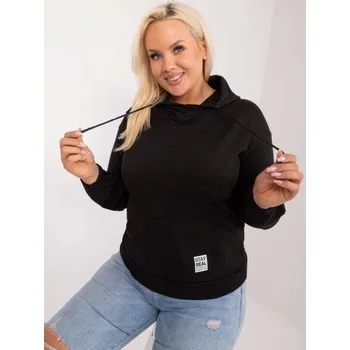 Dámská mikina Dámská halenka plus size bavlněná s klokankou černá