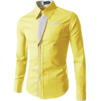 Pánská košile Pánská košile Camisa Masculina Barva: Žlutá, Velikost: M