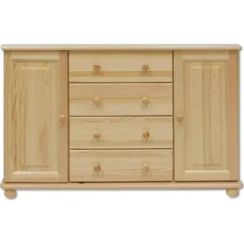 Ložnice Dřevěná komoda BM122 borovice masiv 118x78x47 cm NELAKOVANÁ