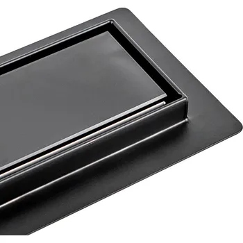 BPS-koupelny Sprchový odtokový žlab 2in1 DL01 GLASS HYD-2662 90 cm, černý