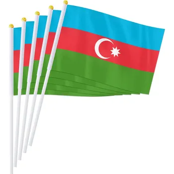 Vlajka Ázerbájdžán 14 x 21 cm na plastové tyčce