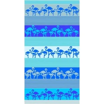 Oboustranná plážová osuška Lovely Home Crazy Flamingo modrá