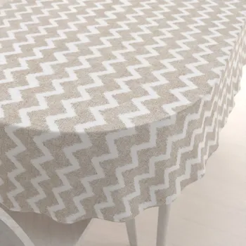 ubrus Dekorační oválný ubrus Porto PRT-006 Režný cik-cak 120x140 cm