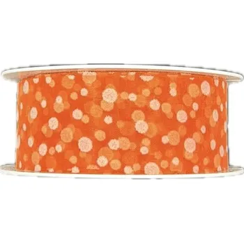 Vánoční dekorace Goldina Loy Spots organzová transparentní oranžová 40 mm × 20 m