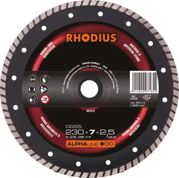 Řezný kotouč RHODIUS Diamantový řezný kotouč DG55 230 x 7,0 x 2,5 x 22,23 ALPHAline