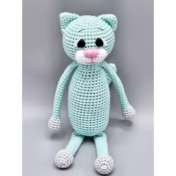 Ručně háčkovaná kočka malá mintová