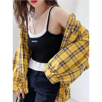 Dámská košile Dámská oversize košile se vzorem Barva: Žlutá, Velikost: XL