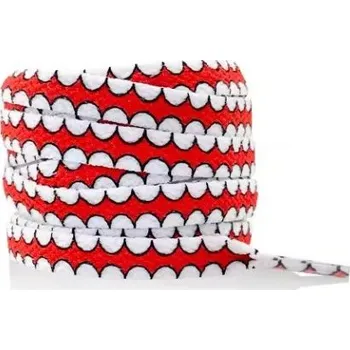 Tkaničky do bot Široké tkaničky s potiskem vlnek, jeden pár - Červeno bílé, 120 cm