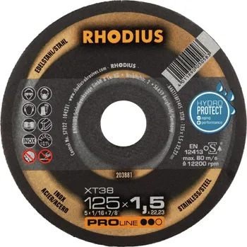 Řezný kotouč RHODIUS Extra tenký řezný kotouč XT38 125 x 1,5 x 22,23 PROline