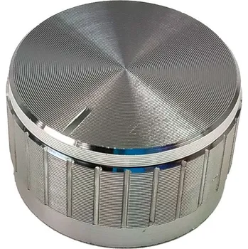 Knoflík na potenciometr 29mm, oska 6mm, hliníkový stříbrný s ukazatelem polohy