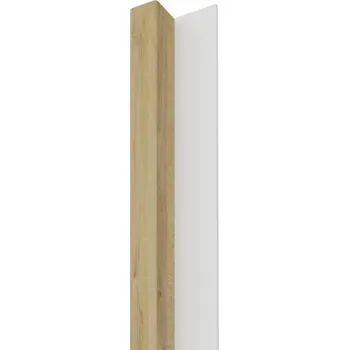 Stegu VZOREK - Dřevěná lamela LINEA SLIM 1 - dub / bílá - ROZMĚR VZORKU: 132 x 54 mm