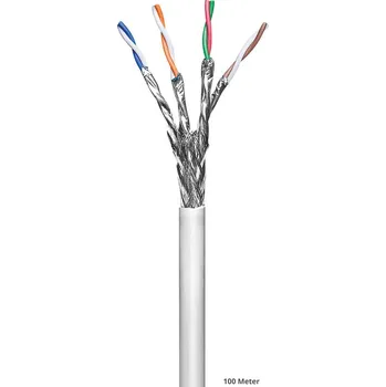 Síťový kabel GOOBAY Vodič S/FTP 6 drát CCA 4x2x23AWG PVC šedá 100m Økab: 6,3mm