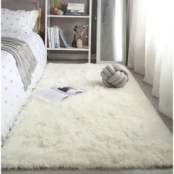 Koberec Chlupatý koberec do ložnice - 1417-krémová barva,100 x 160 cm 39 x 63 palců