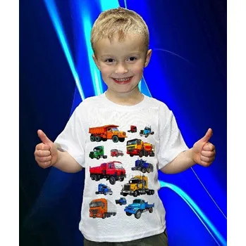 Chlapecké tričko tričko dětské pánské potisk nákladní auta kamiony velikost: 122