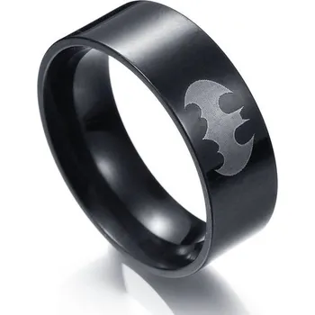 Seriál Ocelový prsten Batman stříbrné Logo Classic - černý Velikost 10