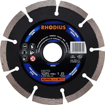 Řezný kotouč RHODIUS Diamantový rozbrušovací kotouč DG70 125 x 7,0 x 1,6 x 22,23 ALPHAline