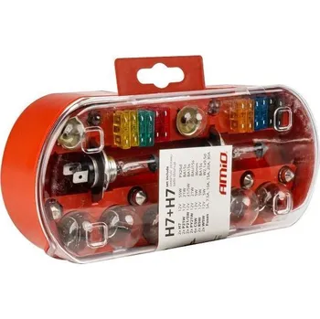 Autožárovka Sada náhradních žárovek, pojistek, 30 ks H7 + H7 AMIO