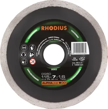 Řezný kotouč RHODIUS Diamantový řezný kotouč DG50 115 x 7,0 x 1,6 x 22,23 ALPHAline