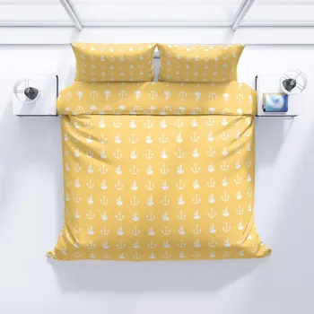 Povlečení Top textil Bavlněné povlečení Žlutá kotva 140x200, 70x90 cm