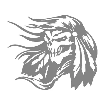 Samolepící dekorace SAMOLEPKA Indián 007 levá lebka náčelník (17 - šedá) NA AUTO, NÁLEPKA, FÓLIE, POLEP, TUNING, VLASTNÍ TEXT, TISK, AUTOSAMOLEPKY.cz, POLEPY, OBRÁZEK, LOGO, SAMOLEPKY