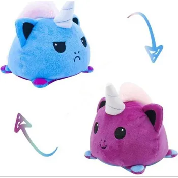 plyšák Oboustranný plyšový jednorožec s měnícím se výrazem růžová - zelená