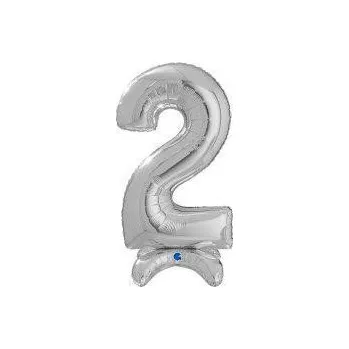 Balónek Amscan Fóliový balónek stojící stříbrná 64 cm číslice 2