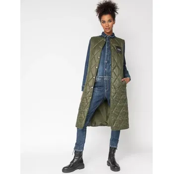 Dámská vesta Devergo dámská prošívaná vesta s vázačkou khaki Velikost: M