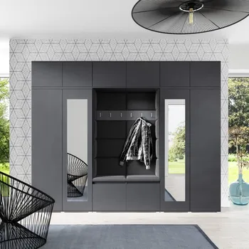 Předsíňová stěna Předsíňová stěna Emi 17 - grafit Barva panelů: Černá - Trinity 16