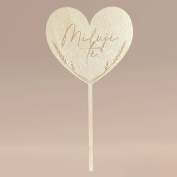 Vánoční ozdoba Dřevěná zapichovací ozdoba MILUJI TĚ - SRDCE