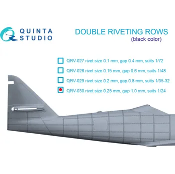 Plastikový model Quinta studio 1/24 Double rivet.rows (0.25 mm, gap 1.0 mm) BLACK