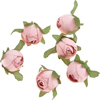 umělá květina DP Craft Květiny látkové růže světle růžové, 3cm 6ks