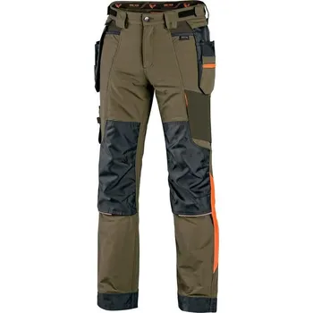 Pracovní oblečení KALHOTY CXS NAOS PÁNSKÉ, KHAKI-OLIVE, HV ORANŽOVÉ DOPLŇKY Barva: Khaki, Velikost: 50