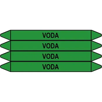 samolepka Značení potrubí, voda,4 ks, 250 × 26 mm