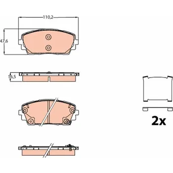 Brzdová destička Sada brzdových destiček, kotoučová brzda TRW GDB2160