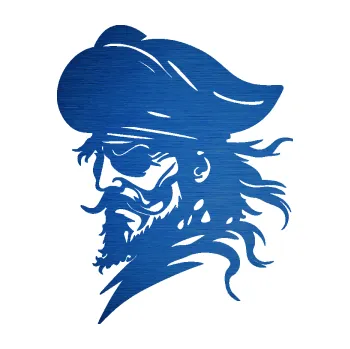 Samolepící dekorace SAMOLEPKA Pirát 001 levá s páskou přes oko (65 - škrábaný kov modrý) NA AUTO, NÁLEPKA, FÓLIE, POLEP, TUNING, VLASTNÍ TEXT, TISK, AUTOSAMOLEPKY.cz, POLEPY, OBRÁZEK, LOGO, SAMOLEPKY