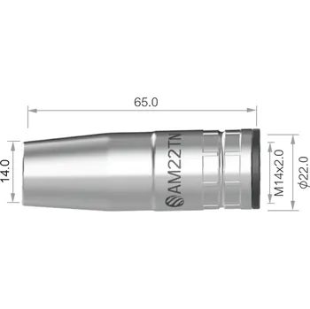 Příslušenství ke svářečce ARC TORCHOLOGY Plynová hubice ARC M22 - silně kónická - délka 65 mm AM22TN