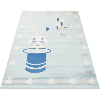 Koberec Dětský koberec Happy Kids - králík a srdíčka - modrý Rozměr koberce: 80x150 cm