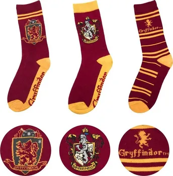 Pánské ponožky Cinereplicas Harry Potter 3 páry Nebelvír Gryffindor 37-46