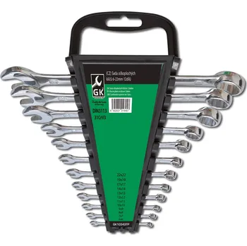 Klíč GK TOOLS Sada očkoplochých klíčů, chrom 12 dílů | 6-22 mm, plastový držák