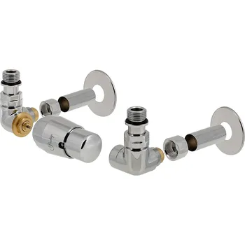 HS Vision - připojovací armatura pro spodní krajní, rozdělené připojení s termostatickou hlavicí nalevo - lesklý chrom (Matice pro Cu 15 mm) + krycí sada