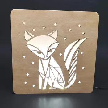 Lampička AMADEA Dřevěná lampička s motivem lišky, velikost 20 cm, s LED osvětlením s trafem na 12V