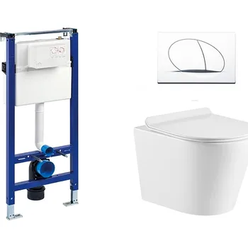 Liv-Fluidmaster Wc set Ring II Gips podmítková nádrž do sádrokartonu, mísa, sedátko a bílé tlačítko 195853 - SET(195853, 223468, OLKLT053ER)