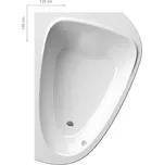 Ravak vana LoveStory II P; asymetrická vana 196 x 139 cm; pravá