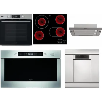 Set domácích spotřebičů WHIRLPOOL OMSK58HU1SX + WHIRLPOOL AKT 8190/BA + WHIRLPOOL AKR 5390/1 IX + WHIRLPOOL AMW 439 IX + WHIRLPOOL WSBO 3O34 PF X