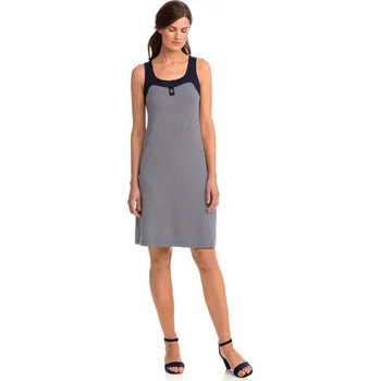 Dámské šaty Dámské elegantní vzorované dámské šaty 14455 Tmavě modrá s bílou - Vamp tmavě modrá s bílou S