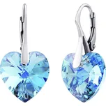 Stříbrné náušnice Srdce 14mm Aquamarine AB se Swarovski® Crystals